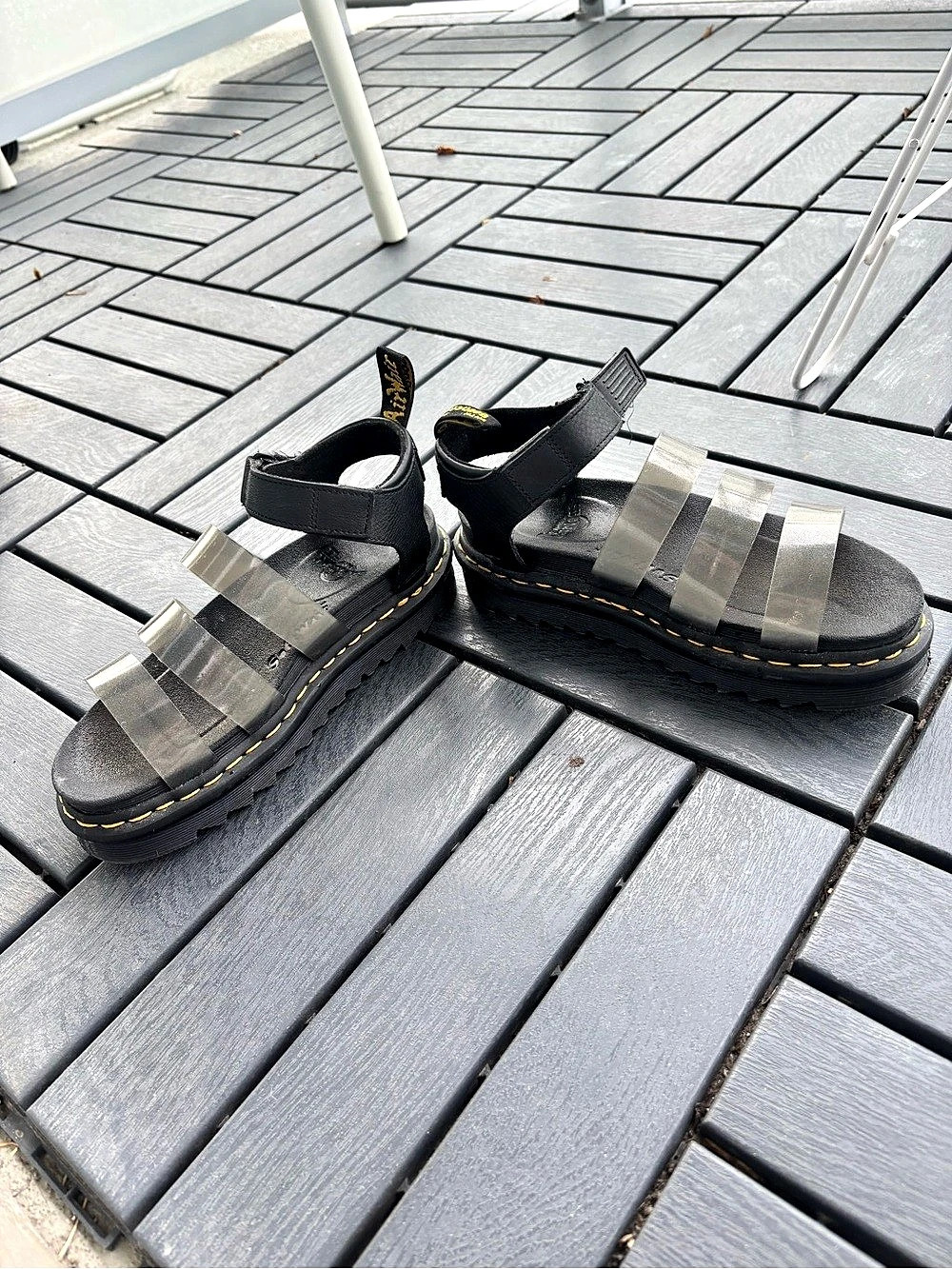 Dr. Martens Blaire Jelly Glitter Strap Sandals Black & Silver